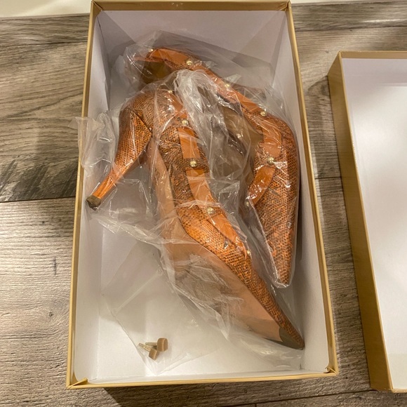 Sergio Rossi pelle stampa lizard d1sll ambra heels - Picture 6 of 7